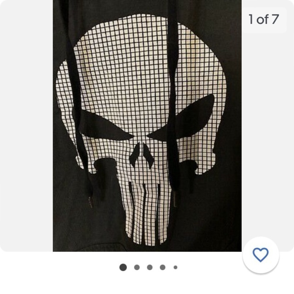 Marvel "The Punisher “hooded swearshirt “ Med.” Dark Gray w/ light Gray … - Picture 6 of 6